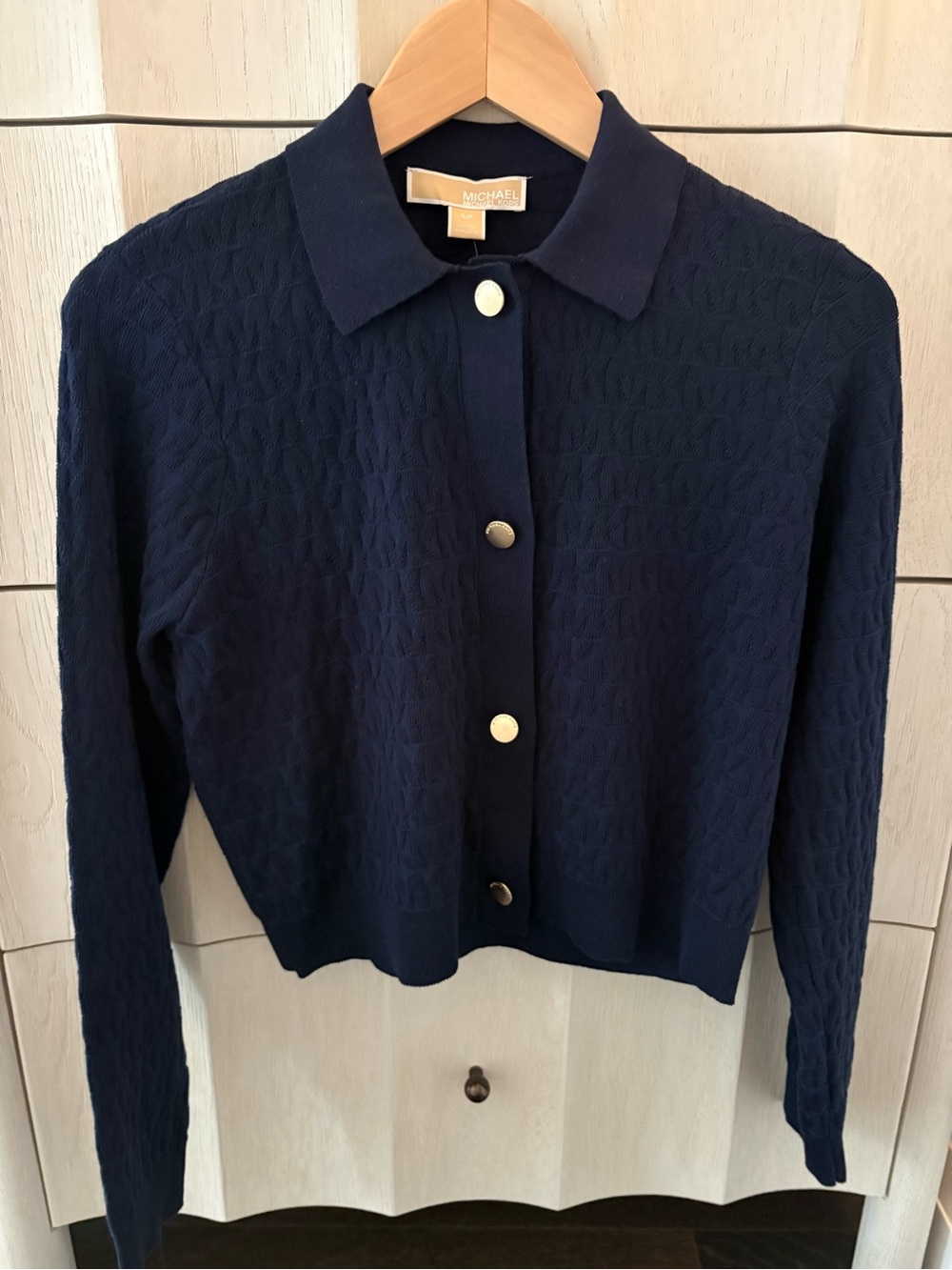 MICHAEL Michael Kors Navy Textured Button-Front Cardigan